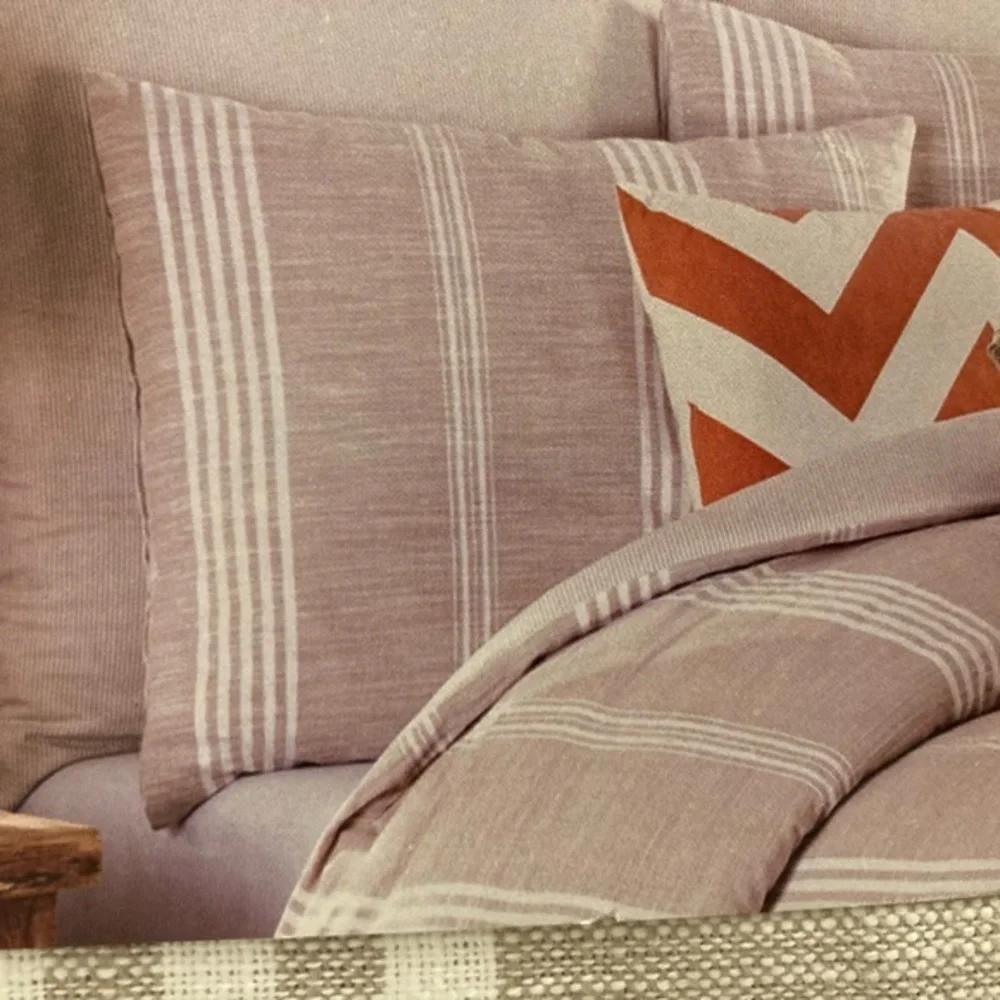 Stripped Euro Sham Tan Cotton